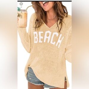 Wooden Ships Cream V-Neck 'BEACH' Knit Sweater